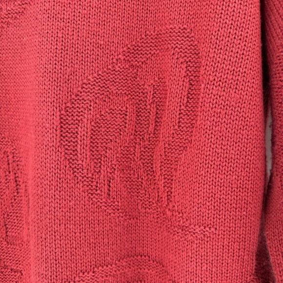 90's Austin Hill Wool Blend Sweater Womens Medium Red Crew Neck Abstract Vintage - Picture 3 of 8